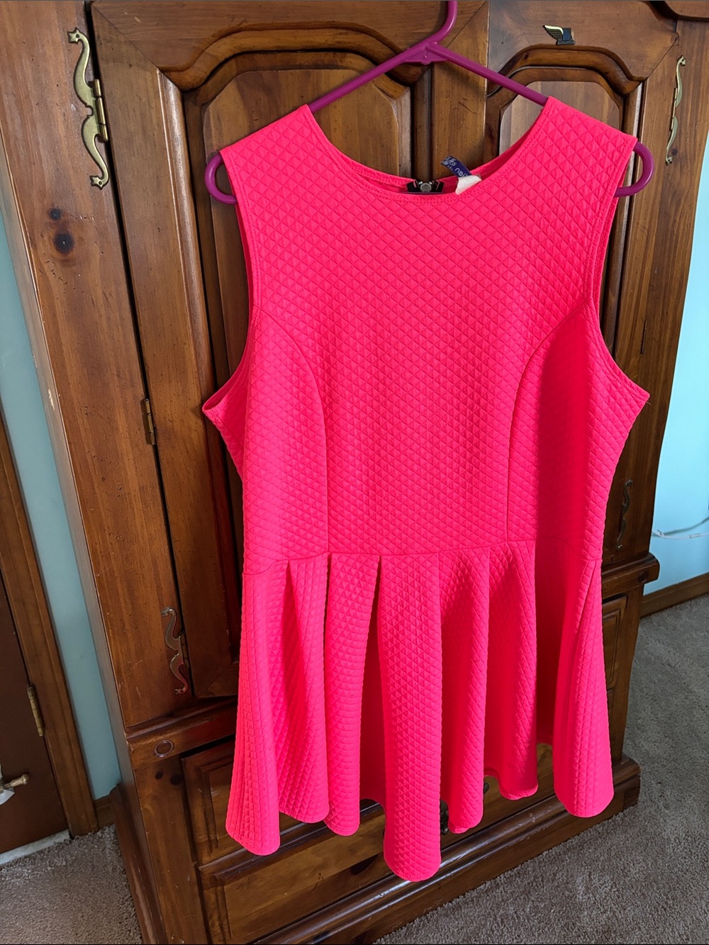 Women’s Hot Pink Textured Fit & Flare Mini Dress